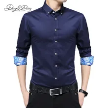 DAVYDAISY, мужская рубашка с отложным воротником, с длинным рукавом, простая, Классическая, с манжетами, с принтом, однотонная, тонкая, брендовая одежда, повседневная рубашка, мужская, DS059