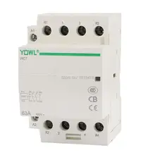 WCT бытовой 4-х полюсной 2NO 2NC AC Мощность модульный контактор Катушка AC 400V 63A