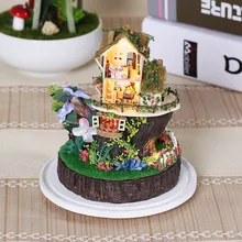 DIY песнь леса стеклянный шар деревянная ручная работа ремесло лесное здание кукольный домик миниатюрная мебель микро пейзажные игрушки GN03