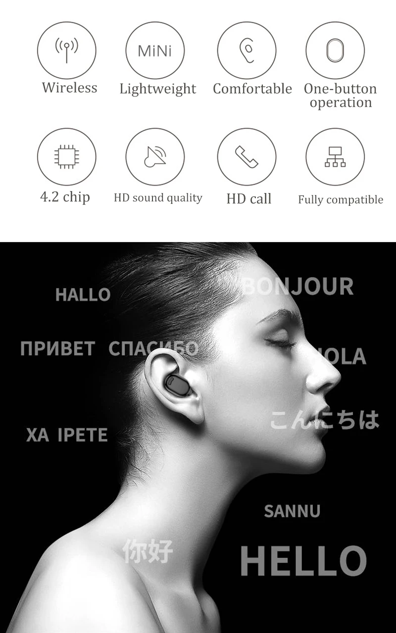 HaoXian, мини беспроводные Bluetooth наушники, водонепроницаемые стерео наушники, свободные руки, Спортивная гарнитура с зарядным устройством, внешний аккумулятор для телефона