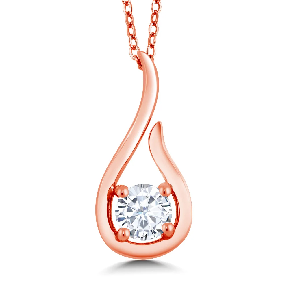 

Charles & Colvard 0.50 Ct Created Moissanite Fine Jewelry 18K Rose Gold Plated Silver Gemstone Pendant Necklace For Women