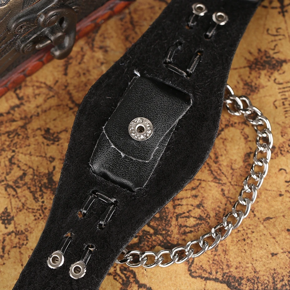 Fashion Gothic Style Creative Watch Men Women Rock Punk Cuff Bullet Chain Quartz Clock with Cool Skull Bracelet Gift Relogio TOP 2017 (14)