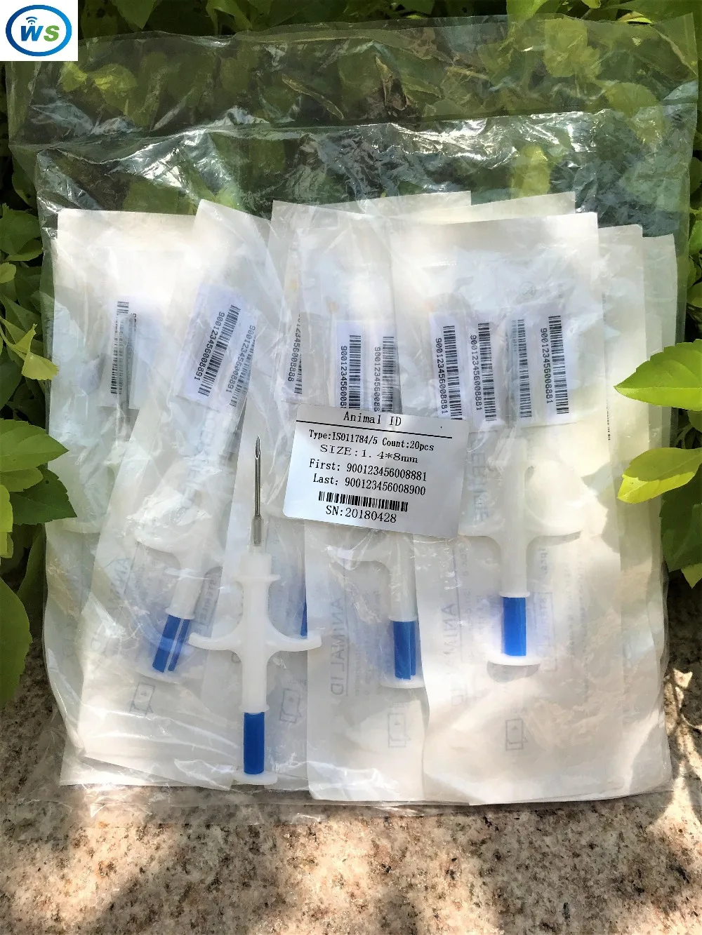 

1.4*8 50PCS/lot FDX-B ISO11784/785 RFID Id Injector Pet Glass Tag Microchip Syringe for animals chip Pig Cow Cattle Horse Dog