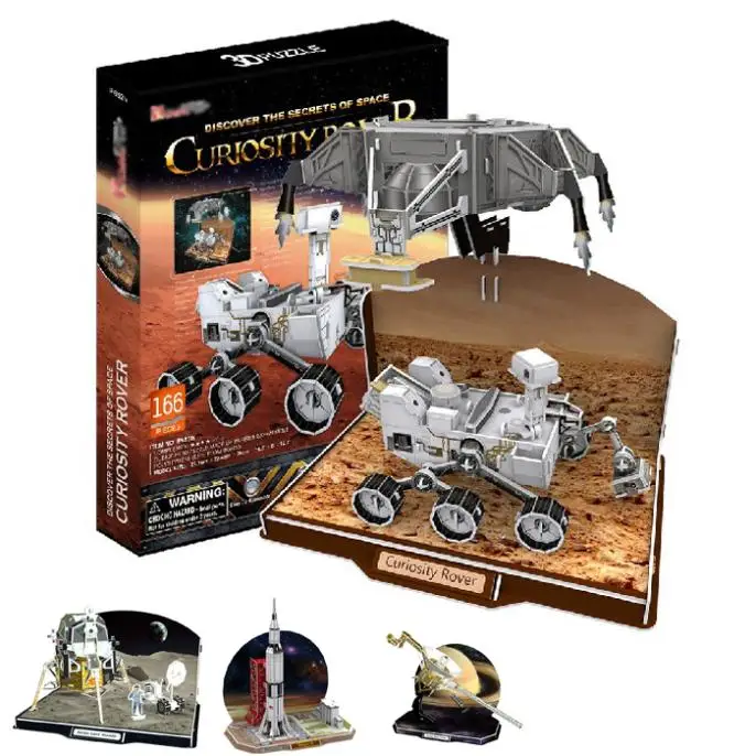 

T0480 3D Puzzles Voyager space probe,Curiosity Rover,Apollo Lunar Module,Saturn V DIY Paper Model kids Educational toys