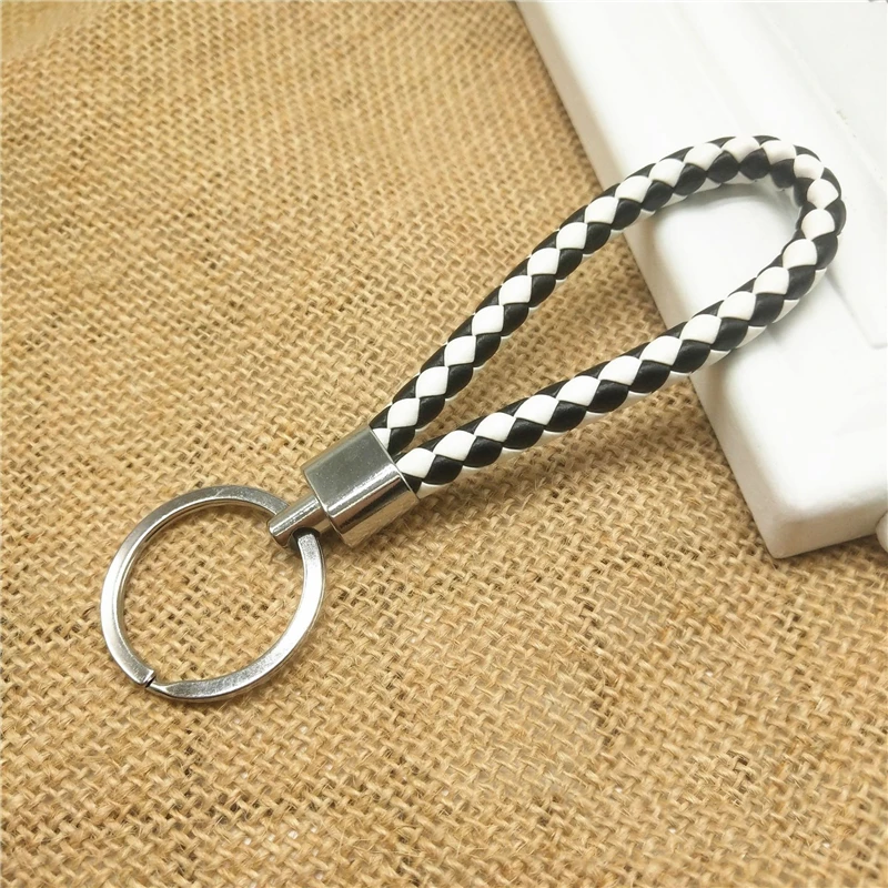 

Fashion Handmade Leather Rope Holder Key Woven Keychain Metal Key Rings Key Chains Men or Women Key Cover Auto Keyring Gifts
