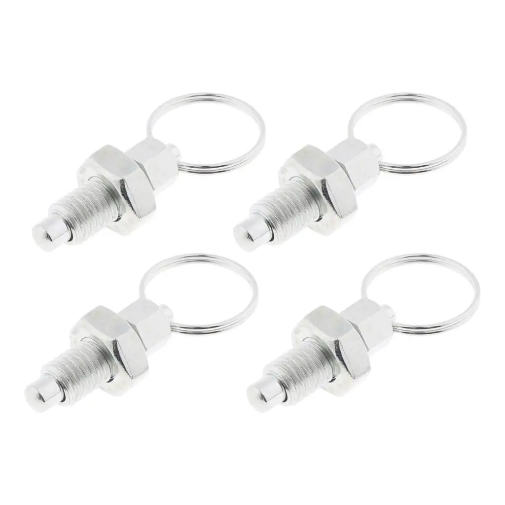 4Pcs Stainless Steel Non Lock-Out Indexing Plunger With Pull Ring M8