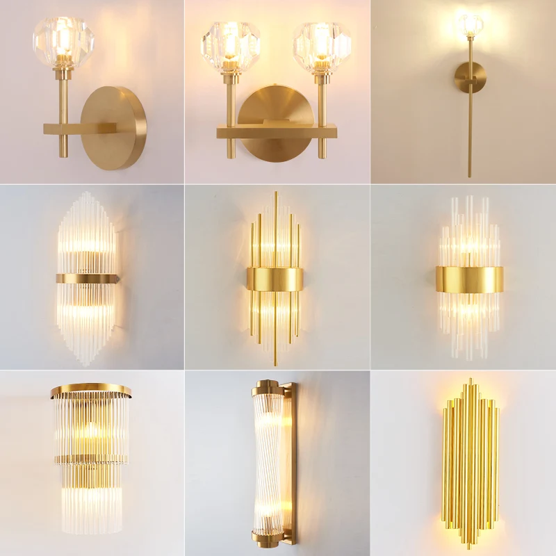 

Light Luxury Crystal Wall Lamp Nordic Simple Bedroom Bedside Stairway Corridor Living Room Background Wall Lamp