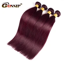 Gossip Peruvian Hair Straight 3 Bundles Deal Burgundy 99J Red Color Human Hair Weave Bundles Double