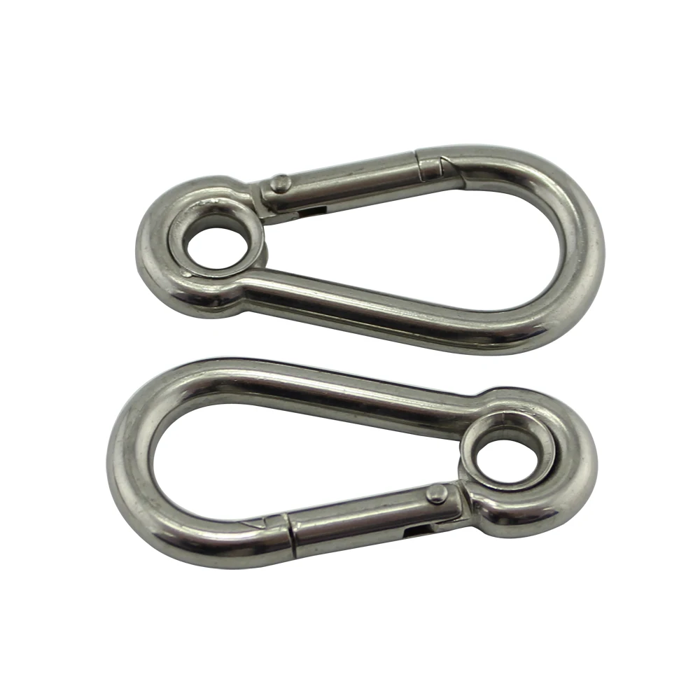 Heavy Duty Stainless Eyelet Spring Snap Hooks Big Size Stainless Steel SS304 Climbing Secure Lock Carabiner/Clips 2pcs 14*180mm 2pack tall metal garden trellis decorative metal fence for climbing plants usa sturdy 70inch steel metal garden trellis