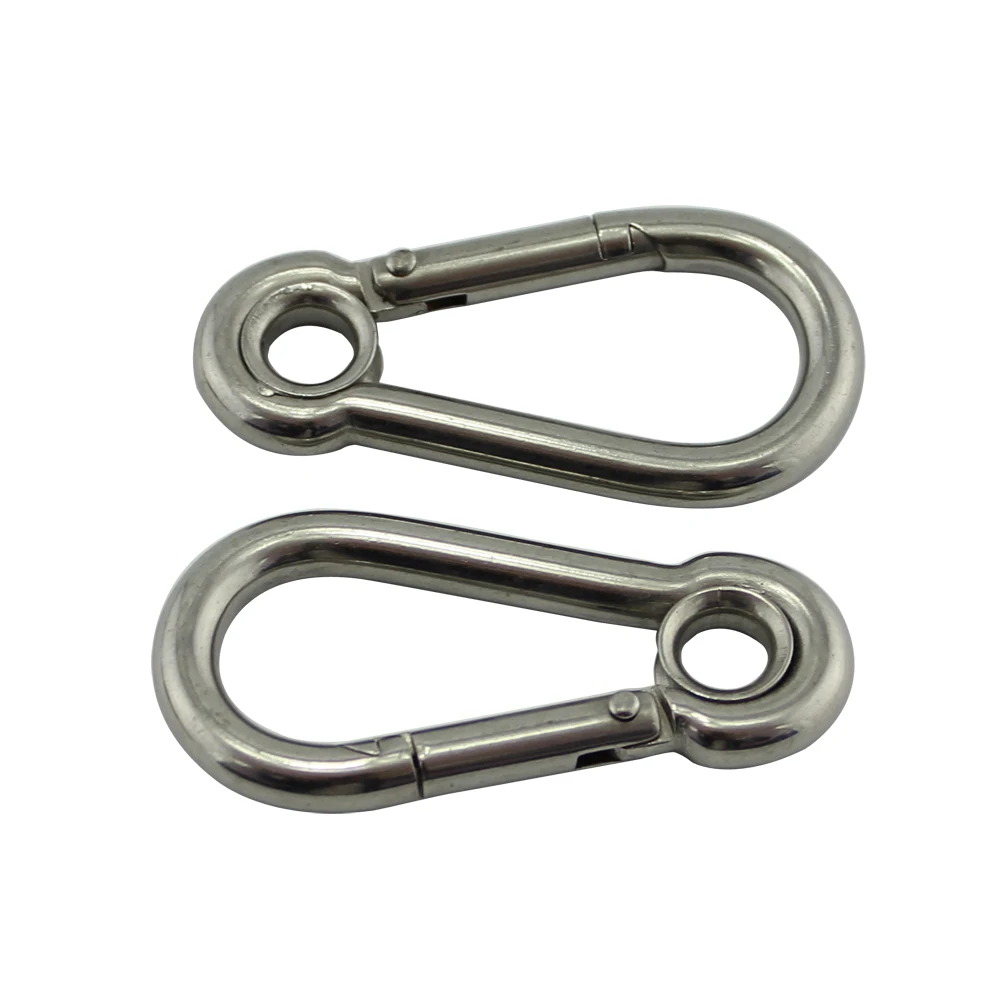 KESOTO 2PCS Heavy Duty Marine Stainless Steel 92mm Spring Snap Hooks Lifting Clip Chain Link 19mm Round Eyelet 