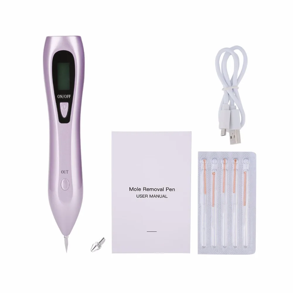 

Electric Spots Freckle Nevus Mole Wart Tattoo Removal Gold Pen Skin Care LCD Display Beauty Devices with Replaceable Needles