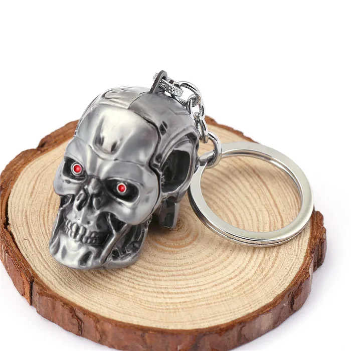 Llavero terminador de película personalizado 3D calavera forma de cabeza 2 colores coche llavero anillo hombres regalo Chaveiro Porte Clef llaveros Llavero terminador de película personalizado 3D calavera forma de cabeza 2 colores coche llavero anillo hombres regalo Chaveiro Porte Clef llaveros