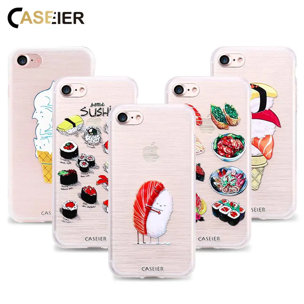 

CASEIER Soft TPU Case For iPhone 6 6S 7 8 Plus X 5 5S Sushi Patterned Cases For Samsung Galaxy S8 Plus S6 S7 Edge Note 8 Shells