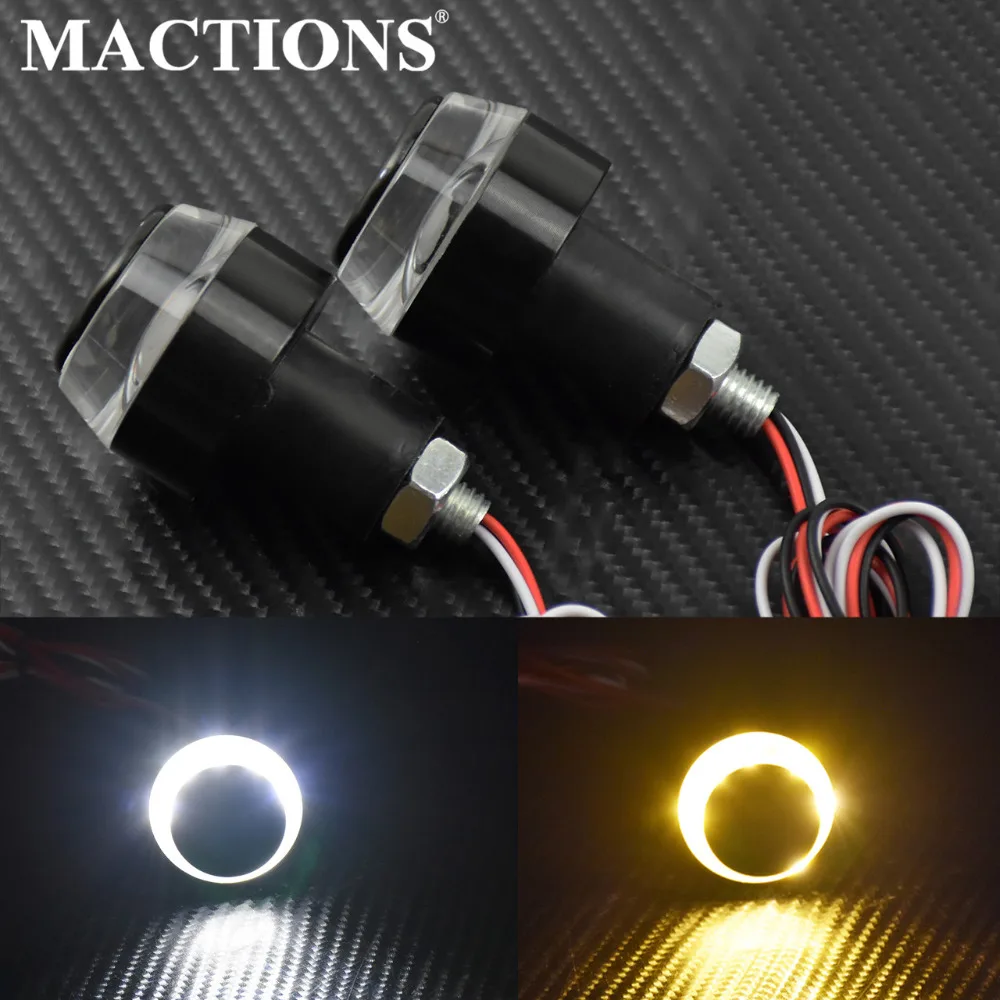 

Motorcycle Amber and White LED Handle Bar End Indicator Grip Plug Turn Signal Light 2 PCS CNC For 22 mm Handlebar