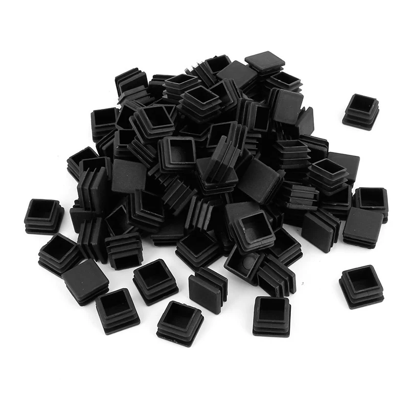 100 шт. пластиковые квадратные трубки вставки концевые заглушки крышки 20 мм x 20 мм черный