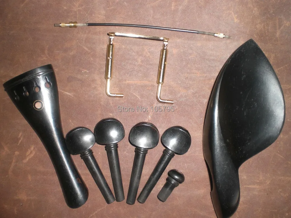 

2 Set Ebony Violin Parts 4/4 including tail piece chin rest pegs and end pin tail gut chin rest clamp