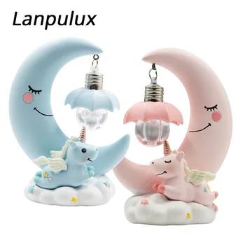 

Lanpulux Moon Night Lamp Cute Cartoon Resin Unicorn Table Lamp Bedroom Bedside Lighting Home Decoration Light Fixtures Kids Gift