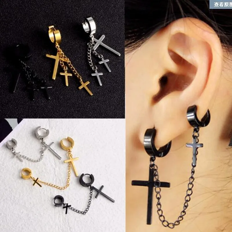 1 Pcs KPOP BTS Bangtan Boys Album Cross Double ear hole Earrings Korea Fashion Jewelry