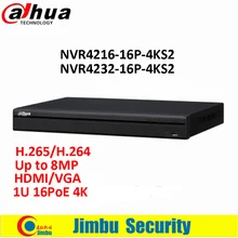 Оригинал Dahua 16/32 канала 1U 16PoE 4 К и H.265 Lite сетевой видеорегистратор NVR4216-16P-4KS2/NVR4232-16P-4KS2