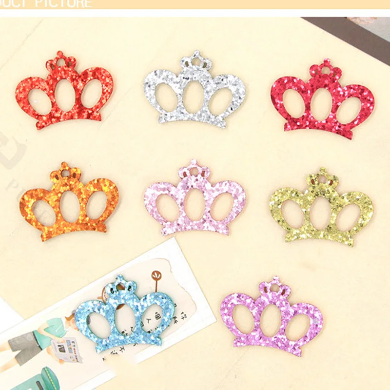 

Free shipping 4.5*3.2cm 80pcs shiny crown patches glitter Felt Appliques for clothes Sewing Supplies diy craft ornament