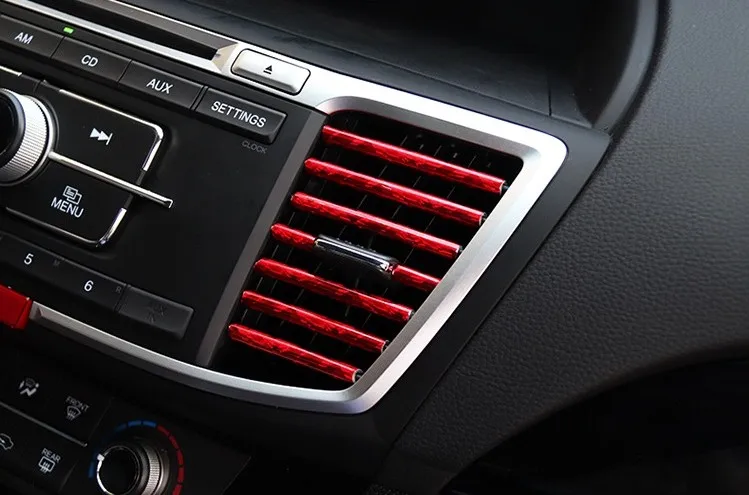 

10pcs/Set Chrome-Plated PVC Decoration Stripes Trim U Shape Wear-Resistant Car Interior Air Conditioner Outlet 20*0.8cm 52g