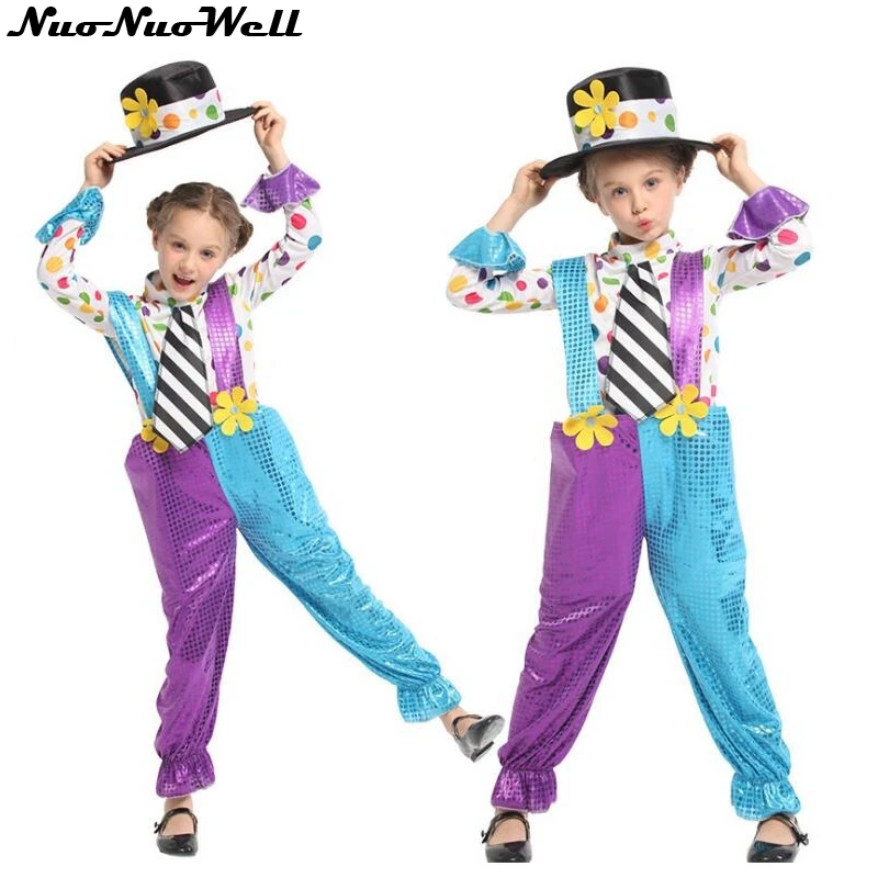 New Style Girl's Clown Costumes Children Funny Circus Fancy Party Costume Halloween Female Cosplay | Тематическая одежда и