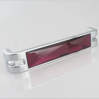 

128mm modern fashion mauve crystal villadom furniture handle glass silver chrome wine cabinet kitchen cabinet door handles 5"