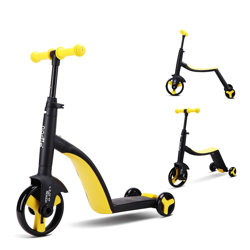 Детский трехколесный велосипед «Три в одном» детских велосипедов мульти-функциональный детский баланс велосипед для маленьких мальчиков/девочек самокат электрический велосипед - Цвет: yellow