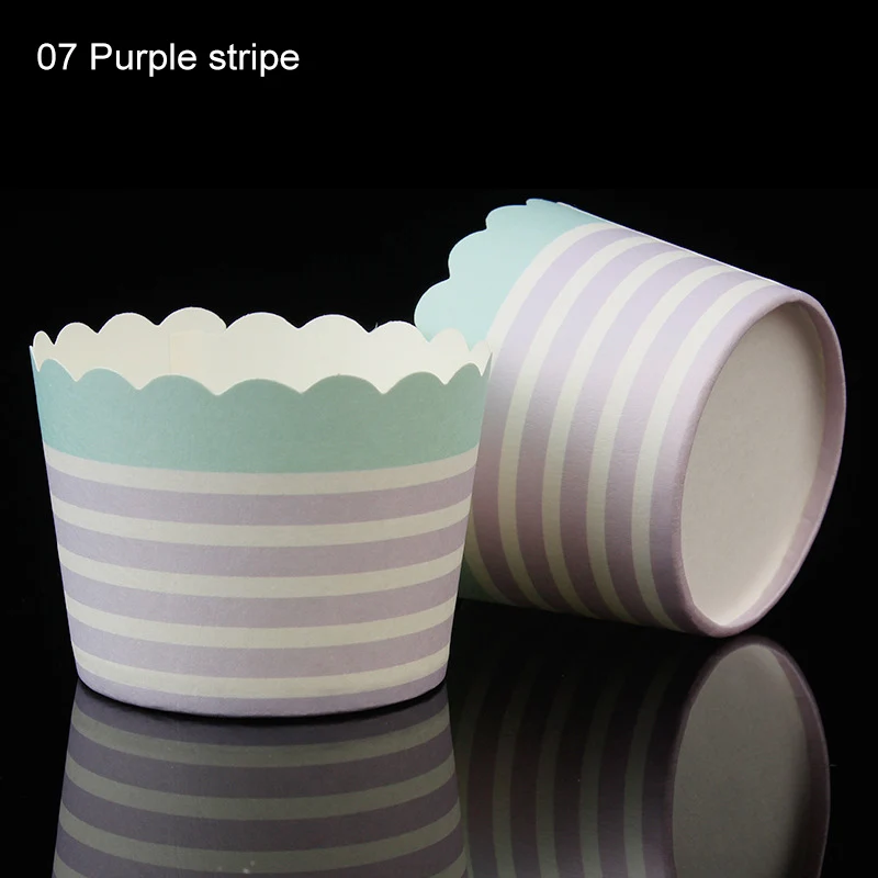 50 шт. коробка для торта бумажный стаканчик инструмент для украшения выпечки Аксессуары для выпечки Свадебные украшения для дня рождения кухонные инструменты для торта - Цвет: 07 purple stripe