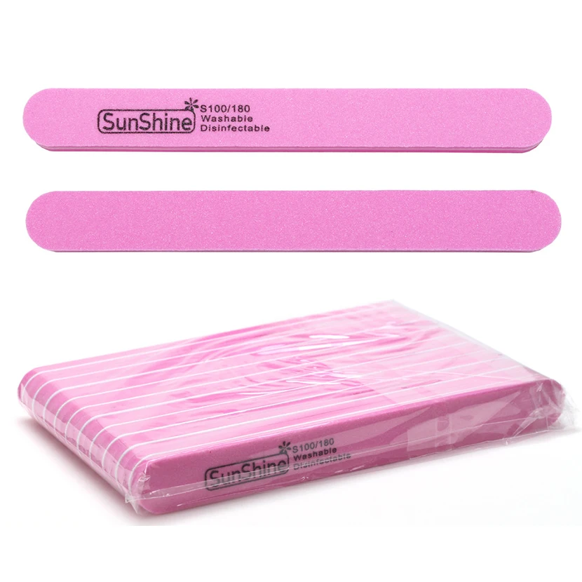 10 Pcs/lot Sunshine Wholesale Washable Straight Korea Style Nail File 100/180 Art Manicure Kits