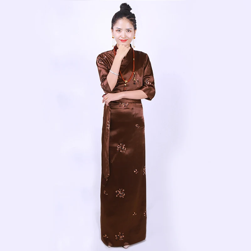 Nepal Myanmar Holiday Women Original Ethnic Tibet summer Costume dress women Tibetan Gown three-dimensional carved long Robe