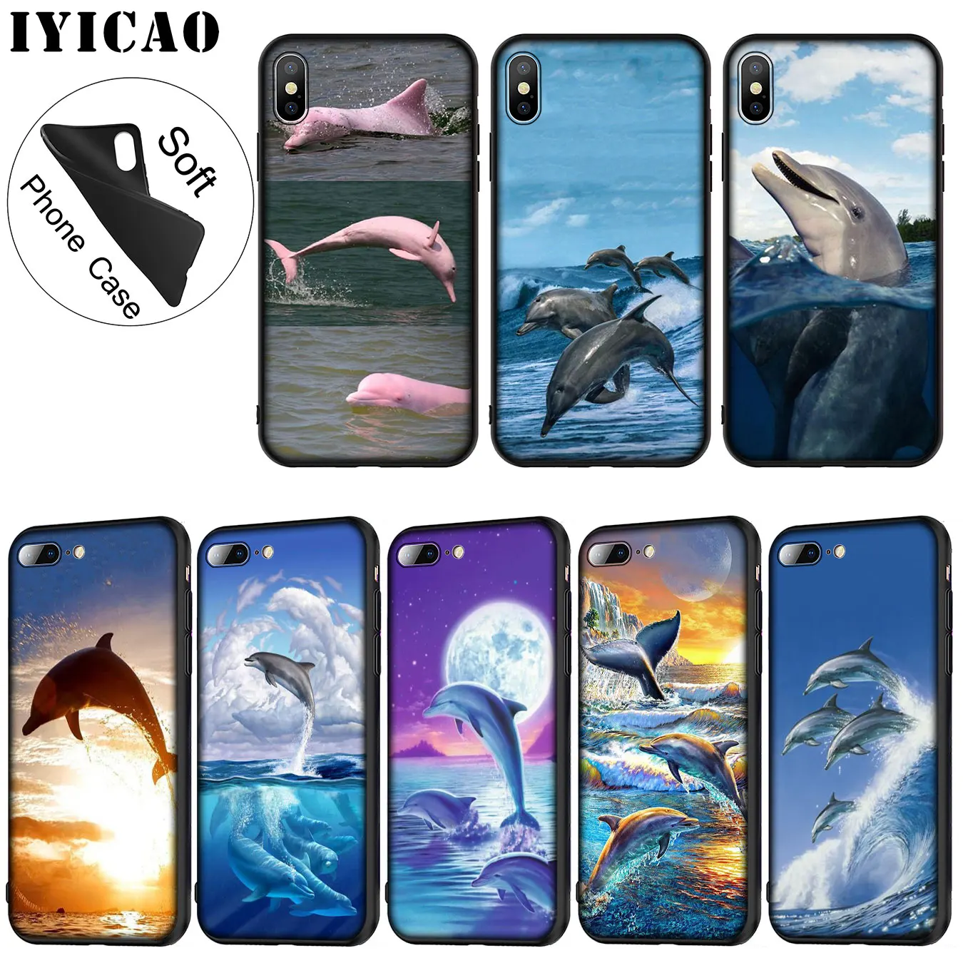 IYICAO Ocean Animal Dolphin Coque популярный Мягкий силиконовый чехол для телефона iPhone XR X XS 11 Pro