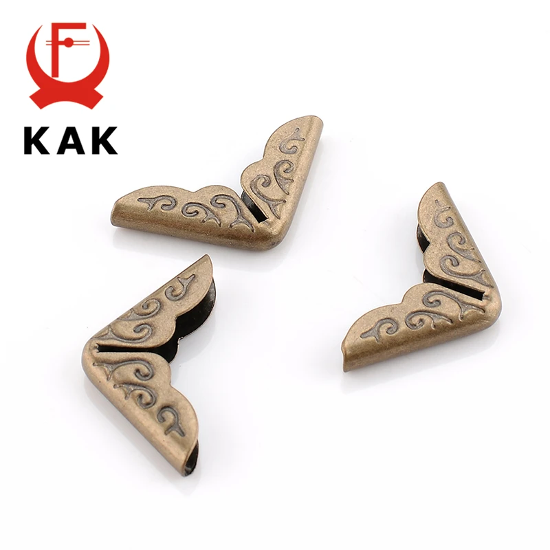 KAK 100pcs 15x15x3mm Antique Brass Metal Book Scrapbooking Notebook Albums Menus Folders Corner Protectors Bronze Tone Hardware