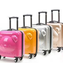 Новинка, 18 дюймов, милый багажный костюм с рисунком медведя из мультфильма, чехол ABS+ PC для путешествий, детский Багаж на колесиках, чехол на колесиках для дня рождения