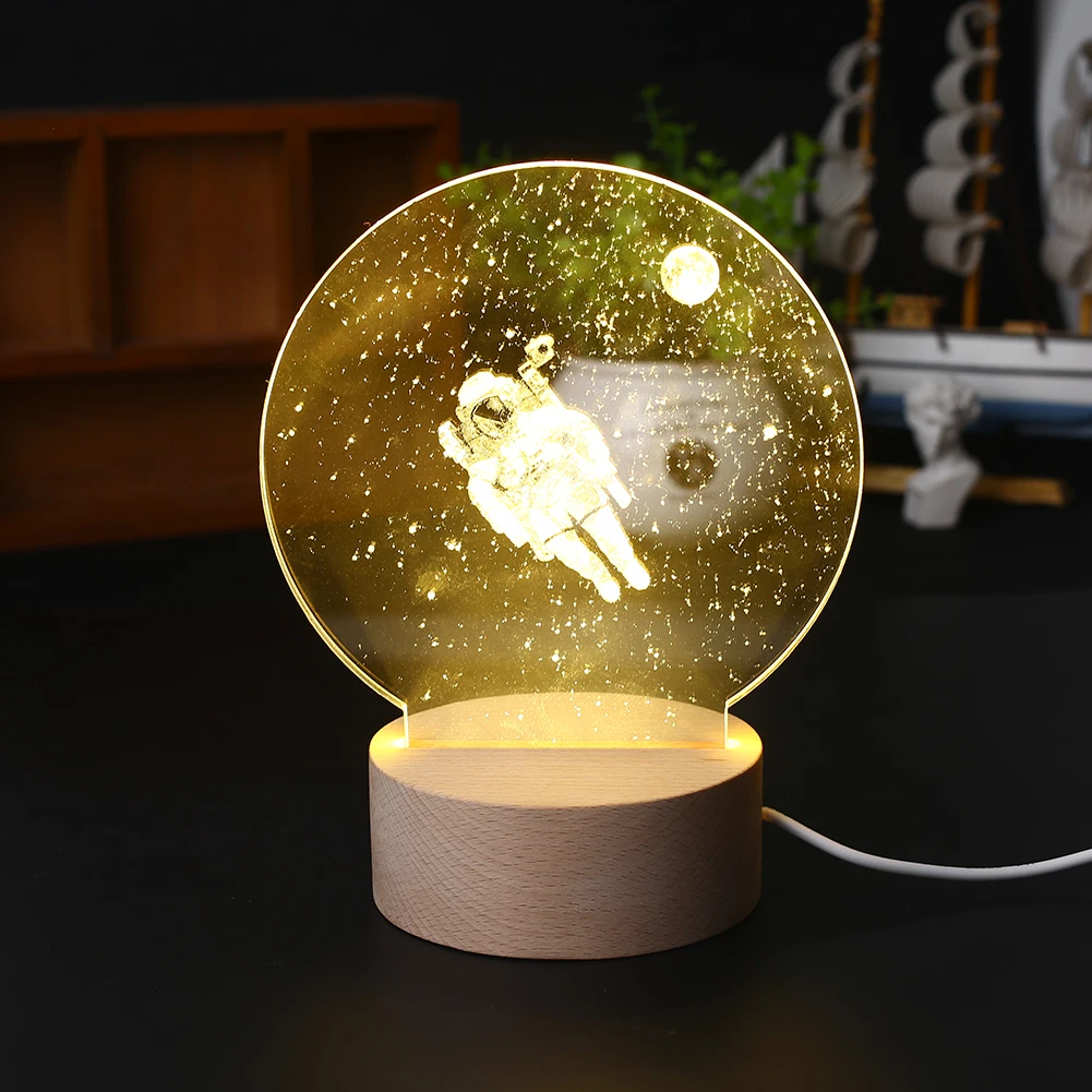 

110V LED Light Table Atmosphere Lamp Desktop Living Room Astronaut Style 3D Decorative Warm White Bedroom Home Electronics