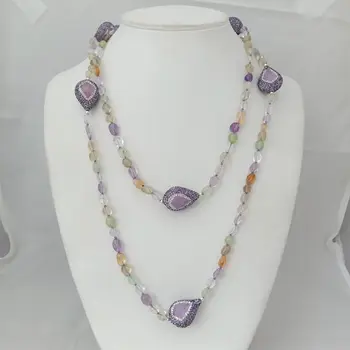 

N012810 48'' Gems Stone Long Necklace