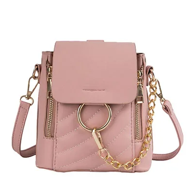 Одноцветный женский рюкзак hidar, Роскошный дизайнерский мини-рюкзак с круглым кольцом, школьный ранец из искусственной кожи, женский рюкзак, новинка - Цвет: Pink