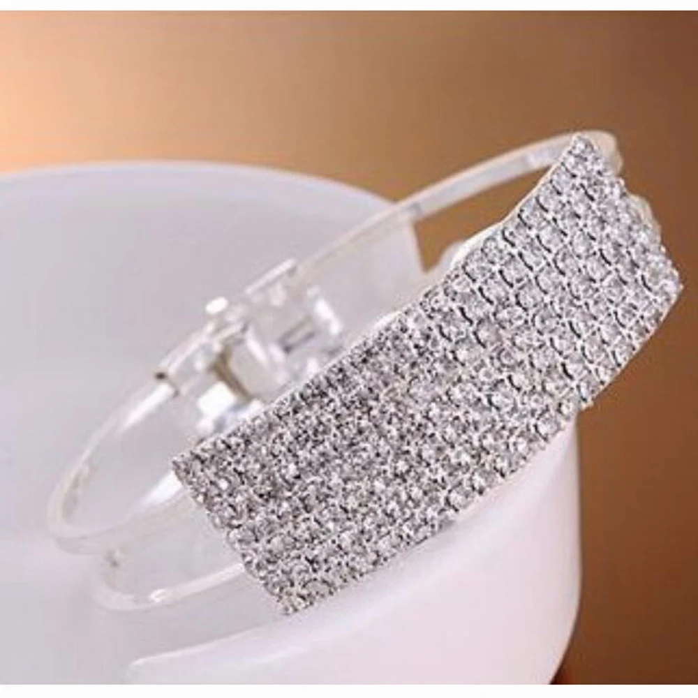 2017 Luxury Full Crystal Shiny Stars Bracelet For Women Rhinestone Cuff