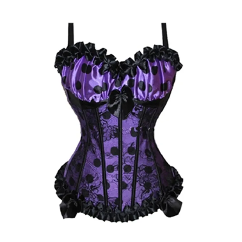 

Fancy Women Corselet Waist Trainer Corsets Bustiers Sexy Corset Classic Polka Red Straps Dot Underwear Plus Size