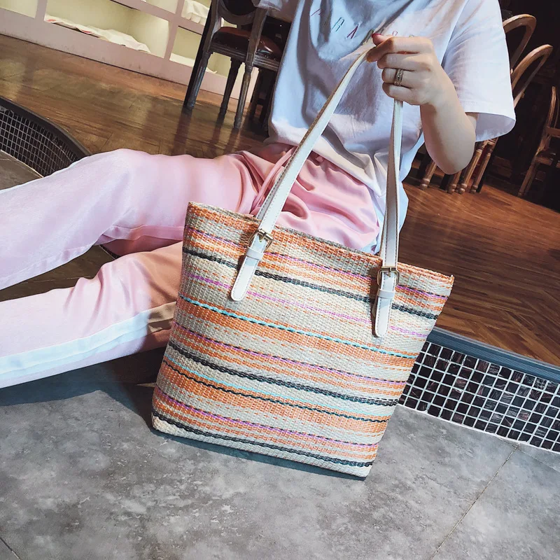 

Big Bag Female 2018 Summer New Wave Hand Shoulder Bag Korean Personality Fashion Messenger Bag Wild Straw Bag