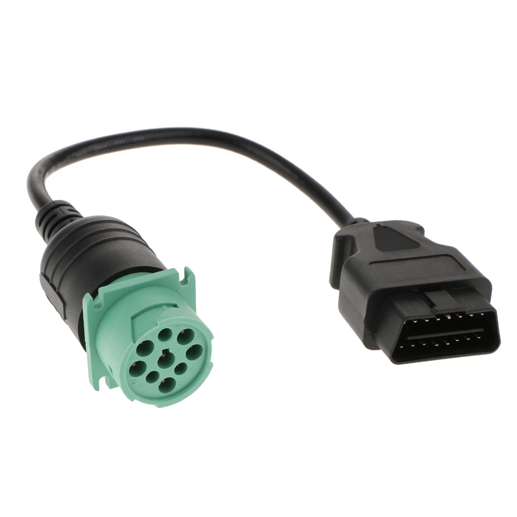 9 Pin Male To 16 Pin Female OBD II Adapter Diagnostic Cable For Diesel Truck Car Accessories