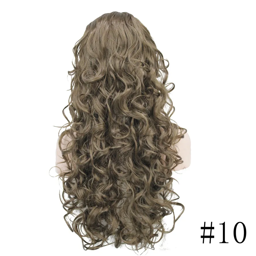 StrongBeauty женские длинные вьющиеся волосы 3/4 парики Черный/Блонд женский парик с головной повязкой 7 цветов