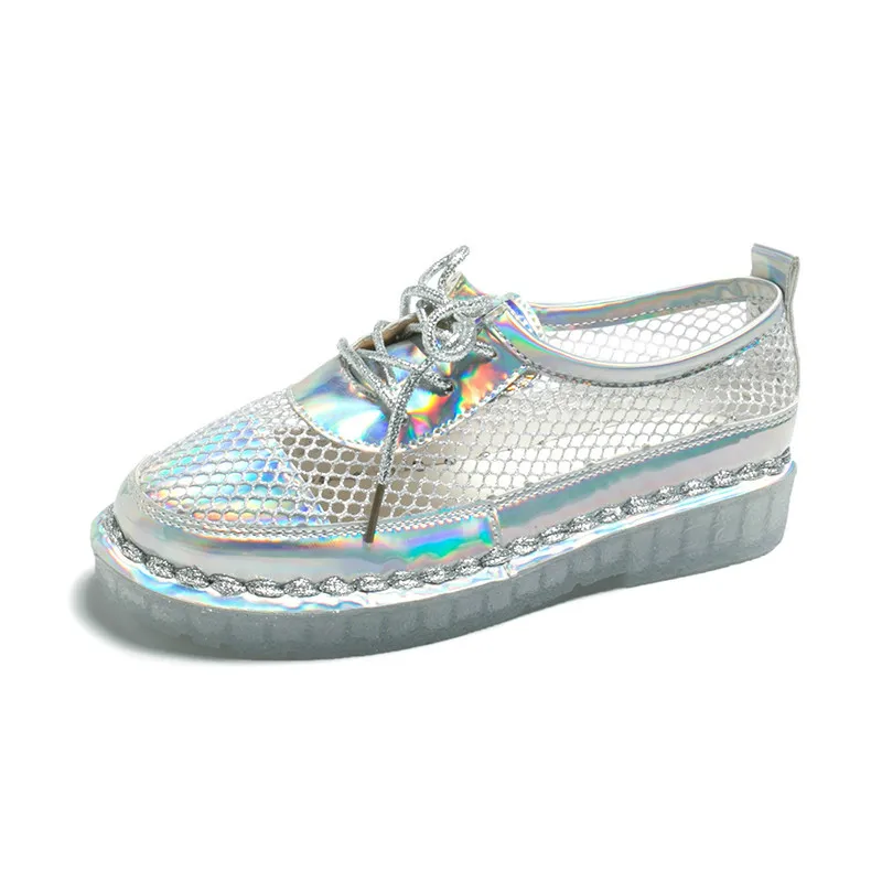 

2019 Hollow Platform Women Vulcanize Shoes Summer Breathable Outdoor Casual Shoes Women Non-slip Sneakers Female Footwear YC-33