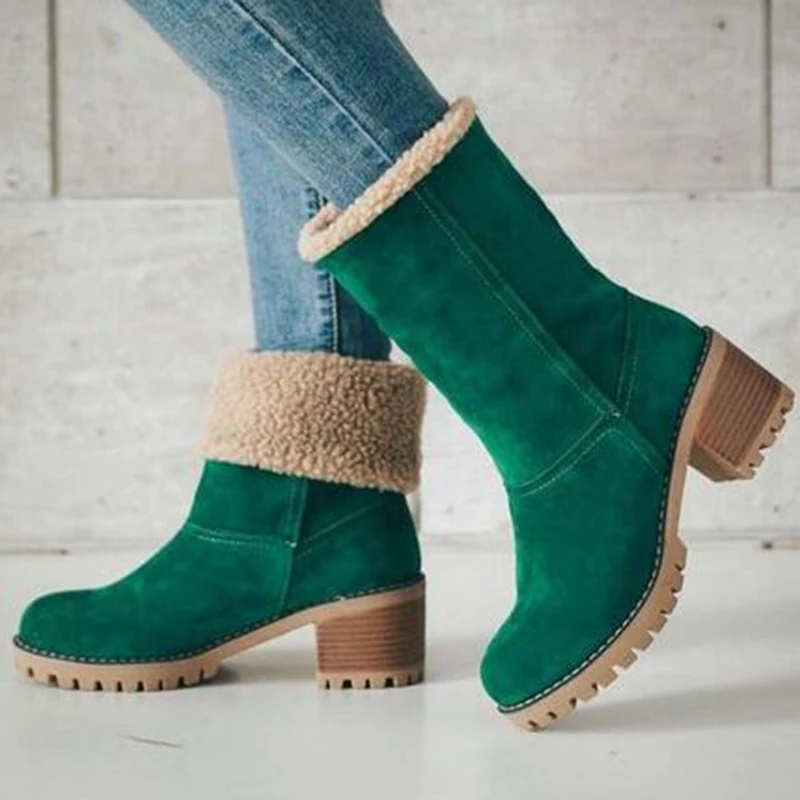 

Winter Women Sock snow Boots suede Ankle Round Toe Platform Antiskid Bottom Zipper High Thick Heels Ladies Shoes botas mujer