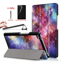 Складываются в три раза планшетный чехол для lenovo Tab 4, 8 из искусственной кожи чехол-подставка для lenovo Tab 4, 8 TB-8504F TB-8504N TB-8504X чехол+ Защитная пленка на экран+ подставка для ручек