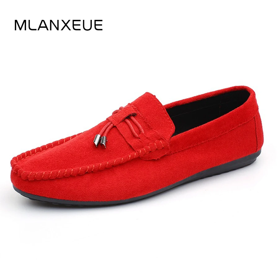 

Simple Suede Men Shoes Slip On Man Casual Shoes High Quality Solid Color Male Bean Shoes 2018 Autumn Plus Size Students Shoe New