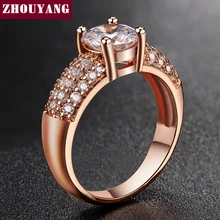 Micropave Установка 7 мм 4 когти 1.5ct AAA+ CZ обручальное кольцо розовое золото цвет Роскошные ювелирные изделия для женщин ZYR105
