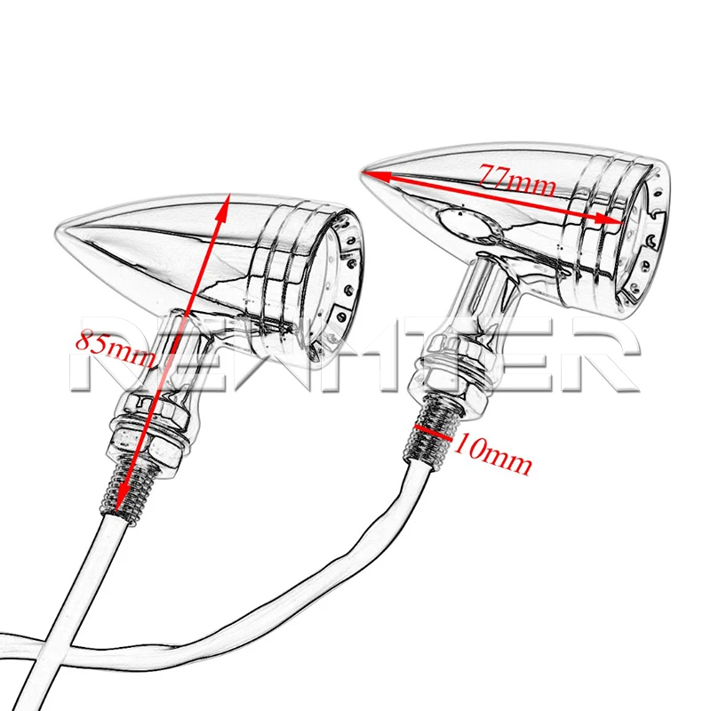Motorcycle-Accessories-LED-Turn-Signal-Chrome-Bullet-Blinker-Orange-Indicator-Lights-Gray-Lens-10mm-Vintage-For (5)