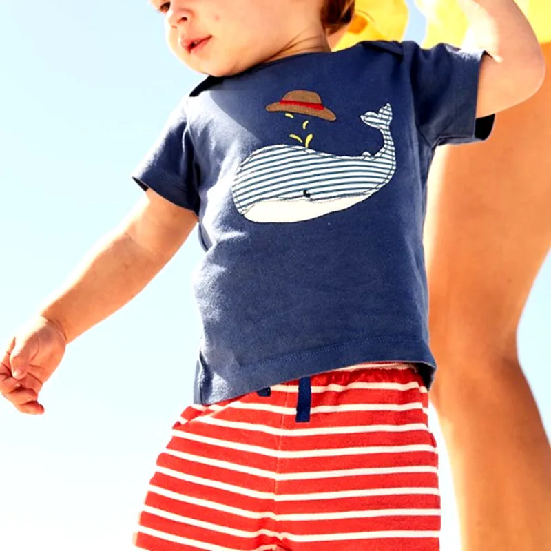 Футболка для мальчиков г. Новая летняя детская одежда футболки для маленьких мальчиков детские хлопковые топы с короткими рукавами и рисунком динозавра, одежда для малышей - Цвет: 02g