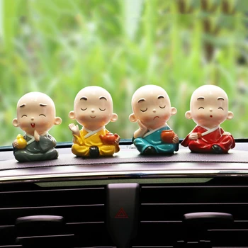 

4Pcs/Set Car Ornament Cartoon Monk Pray Resin Trim Bonze Decorative Auto Interior Dashboard Decoration Accessory Adornment Gift
